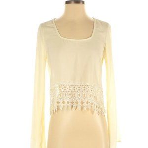 Tobi Tan/Ivory Long Sleeve Embroidered Blouse